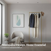 Minimalist Design Single Garment Rack with Shelf Freestanding Clothes Stand Space-Saving Storage Furniture Easy Assembly for Apartment Dwellers, Students, Renters, Living Room, Bedroom, Entryway, Closet
