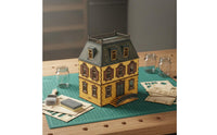 1/72 Scale Traditional Eastern European House Model Cut Wood Two-Story House Model Paintable Diorama Building for Hobbyists