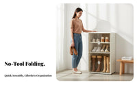 Installation-Effortless Foldable Shoe Cabinet Easy Assembly Stackable Shoe Box Transparent Doors Space-Saving for Sneaker Collectors, Sneakerheads, Entryway, Bedroom, Dorm Room, Under Stairs