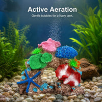 Aquarium Resin Coral Reef Ornament with Aeration Function, Mermaid Mountain Rock Decor