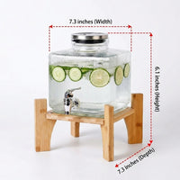 Glass Water Dispenser with Metal Stand, Square Juice Dispenser with Tap, Light Luxury Style Drink Dispenser for Party and Kitchen Cold Water Use