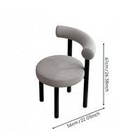 High-Density Foam Cushion Sherpa Vanity Chair with Backrest Sturdy Metal Legs Round Boucle Makeup Stool Shed-Resistant Upholstery Household Furniture for Bedroom