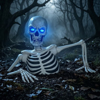 Groundbreaker Skeleton Half-Buried Halloween Skeleton Articulated-Looking with Chest Cavity for Homeowners, Yard