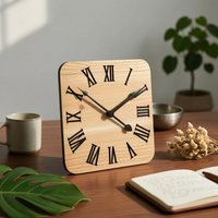Wooden Wall Clock Roman Numeral Retro Nordic Design Round Clock Quiet for Bedroom, Living Room, Entryway