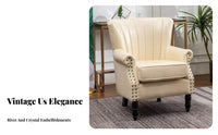 Retro Design Upholstered Wingback Chair High Back Design Tufted Single Sofa Rolled Arms Armchair Space Saving for Business Owners, Homeowners, Hotel, Photo Studio, Small Areas, Study