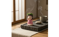 resin Stretching Figurine Stretching Pose Seated Figurine Green Leafy Headpiece Tranquil Resin Ornament