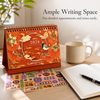 2026 Large Chinese Style Desk Calendar with Multifunctional Planner and Gilded Accents