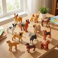 12 Pieces Painted Miniature Dog Figurines Compact Dog Figure Lovely Toy Dogs Active for Desk Decor, Diorama