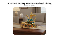 8 Pieces Castle Pattern Beverage Pot Set Soft Luxury Ornate 8 Piece Spirit Set Vintage Beverage Flagon Set Elegant Design