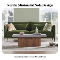 Nordic design 3-Seater Sofa Minimalist Design 3-Seater Straight Settee Small Space suited Living Room Furnishing Textured Upholstery for Apartment Dwellers, Homeowners, Young Adults, Studio Flat