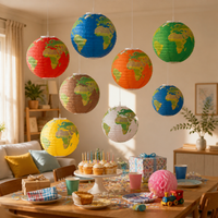 DIY Planet Paper Lanterns for Kids' Birthday & Starry Sky Theme Parties, Foldable Round Hanging Decorations