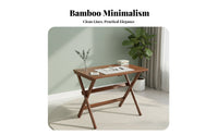 Stable Construction Installation-No-Assembly Student Desk Sturdy Cross-Frame Folding Writing Desk Versatile Uses Space Saving Foldable Table Rounded Corners for Students, Small Areas, Bedroom, Dorm Room, Home Office