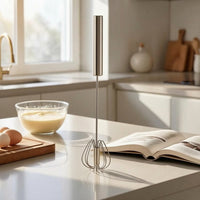 Semi-Automatic Egg Beater Stainless Steel Handheld Egg Beater Whisk with Spring Head Easy to Use Utensil Long-Lasting