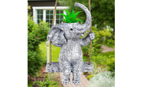 Resin Elephant Planter Gray and White Swing Seat Planter Easy to Hang Outdoor Decoration