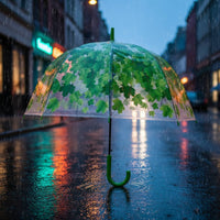 Transparent Maple Leaf Umbrella Clear Canopy Maple Leaf Umbrella 8 Steel-Rib Frame for Street Use