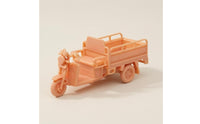 1/64 Scale Cargo Tricycle Model Unpainted Three-Wheeled Cargo Trike Orange-Peach Finish Three Wheel Flatbed Truck Model Side Railings