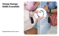 Textured Material Black Zip Pouch Metal Loop Zippered Storage Pouch Rounded Rectangular Zipper Bag Compact
