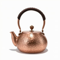 Curved Spout Copper Tea Kettle Wrapped Handle Tea Kettle with Lid Large Capacity Handmade for Hosts, Kitchen