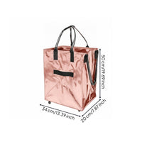 Reflective Foldable Wheeled Shopping Bag Upright Rolling Shopping Bag Reinforced Wheeled Grocery Tote for Picnic