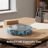 Handheld Design Double-Jingle Tambourine Educational Double-Row Tambourine Loud and Crisp Sound Percussion Instrument Easy to Play for Musicians, Beginners, Band Performance, Music Class, Live Performances, Home Practice