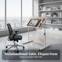 Sturdy Steel Frame Adjustable Drawing Table Multi-Purpose Tilting Drafting Table Height Adjustable Craft Station for Designers, Architects, Hobbyists, Classroom, School, Workshop, Office