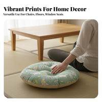 Japanese Design Round Futon Cushion Thickened Design Tatami Floor Cushion Comfortable for Meditators, Office Workers, Bay Window