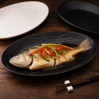 Oval Serving Platter, 12 Inch Ceramic Serving Dishes, Stone Pattern Matte Finish, for Entertaining Guests