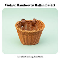 Easy Installation Kids Bike Basket Multi-Purpose Rattan Design Cycle Basket Long-Lasting for Toddlers, Parents, Stroller, Scooter, Cycling