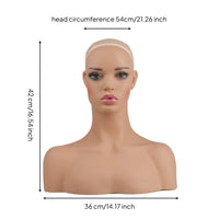 Mannequin Bust PVC Mannequin Head with Shoulders Female Display Head for Salons