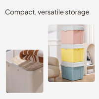 Stackable Plastic Storage Box with Lock & Casters Organizer