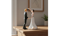 Wedding Cake Topper with Bride and Groom Western-Style Wedding Cake Topper Sophisticated Bride and Groom Figurine for Brides