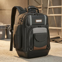 Zippered Compartments Molded Base Backpack Large Capacity Heavy-Duty Tool Backpack Molded Base Tool Bag for Job Site, Worksite