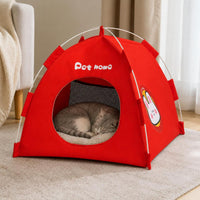 Pet Tent Bed for Cats and Small Dogs, Foldable Indoor/Outdoor Pet Camping House, All Seasons