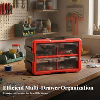 Transparent Drawers Multi-Compartment Parts Organizer Stackable Design Multi-Drawer Chest Large Capacity Workshop Storage Heavy Duty for DIY Enthusiasts, Professionals, Garage, Craft Room, Classroom, Playroom