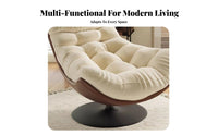 Luxurious Cushioning Upholstered Swivel Lounger Deep Seat Single Sofa Removable and Washable Cushion Lounge Chair Breathable Material for Homebodies, Students, Readers, Living Room, Bedroom, Apartment, Reading Nook
