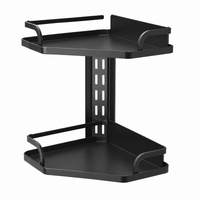Wall-Mounted Corner Pot Rack, 2-Tier Carbon Steel Multi Tier Pot Rack, Adjustable Pot Organiser for Kitchen Storage, 32.8cm Width
