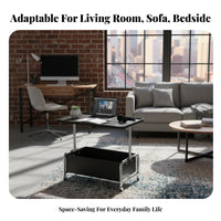 Space Saving Movable Sofa Side Table Multi-Purpose Mobile Bedside Table 360° Rotating Casters 2-Tier Utility Cart Modern Design for Apartment Dwellers, Homeowners, Students, Small Areas, Living Room, Bedroom, Away Ice