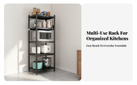 Multi-Tier Kitchen Rack Standing Design Multi-Tier Appliance Rack Space Saving Microwave Oven Stand for Renters, Small Areas, Pantry, Dining Room