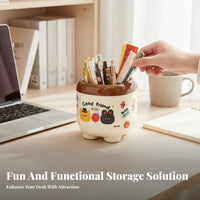 Multi-Compartment Makeup and Pen Holder small Design Desktop Organizer Space-Saving Storage holder adaptable for Students, Office Workers, Dressing Table, Vanity, Bedroom, Dorm Room