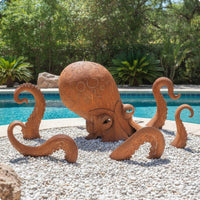 Garden Stake Sculpture Nautical Cephalopod Sculpture Rustic Giant Squid Garden Statue for Homeowners