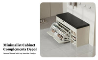 Multi-Functional Tilt-out Shoe Storage Bench Space Saving Tilting Drawer Shoe Cabinet Comfortable Seating Entryway Organizer Soft Padded Seat for Homeowners, Apartment Dwellers, Families, Hallway, Mudroom, Closet, Bedroom