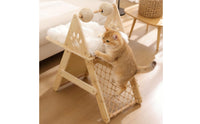 Wooden Cat Tree with Cushioned Perch Space-Saving Cat Climbing Frame Cozy Pet Furniture Soft for Kittens