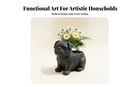 Sculpted Home Decor Compact Black Pug Planter Succulent Pug Planter Long-Lasting