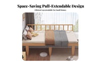 Space-Saving Extendable Slatted Bed with Guardrail Bedroom Furniture Expandable Frame Daybed no-box-support foundation-required support foundation Required for Apartment Dwellers, Students, Children, Bay opening, Small areas, Kid's Room