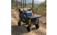 Folding Wagon with Tabletop Portable Wagon with Table Collapsible Utility Cart Easy to Fold for Campers, Camping, Picnics