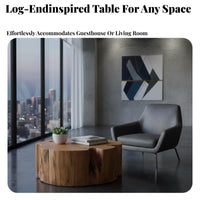 foursectionShaped log Table full Wood Construction Tree log Stool Wabi-Sabi Design Household Furniture for Guesthouse Owners, Bedroom, Balcony, Patio