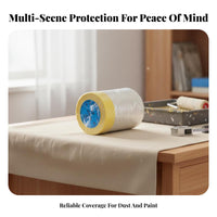 Pre-Taped Masking Film High Adhesion decorator's Plastic with Tape Painters Plastic with Tape Easy to Apply for Homeowners