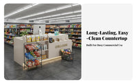 Cashier Counter with Display Shelves Compact Design Convenience Store Checkout Stand Multi-Layer Storage Small Retail Counter for Retailers, Boutiques