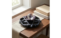 Handmade Resin Crystal Ball Base Textured Engraved Star Display Stand Raised Supports Crystal Ball Stand Dark Finish
