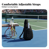 Adjustable Strap Crossbody Racket Backpack Multi-Pocket Quilted Tennis Sling Bag Large Capacity for Women, Travel, Gym